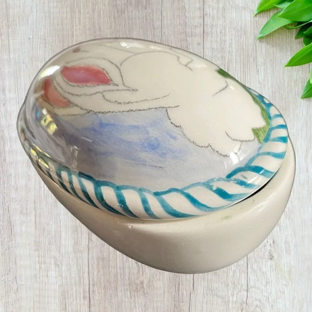 Ceramic Bunny Box Trinket Box Hanmade